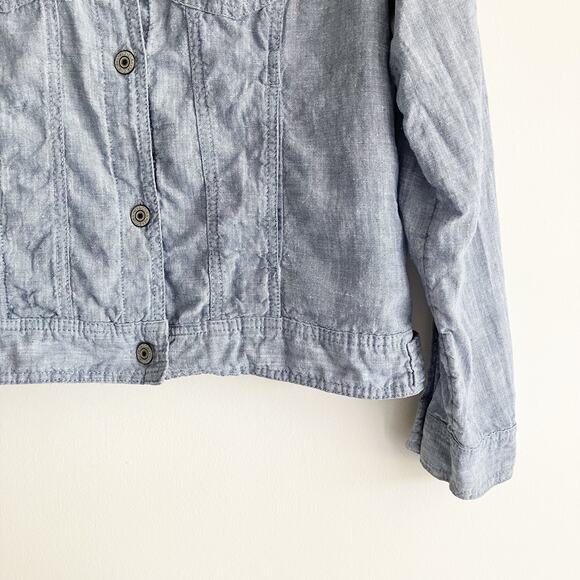 Jones New York Jones & Co Small Jacket 100% Linen Light Blue Pockets Spring - Picture 5 of 7